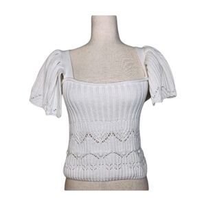 ZARA Flutter Sleeve Square Neck Knit Sweater‎ Size Medium